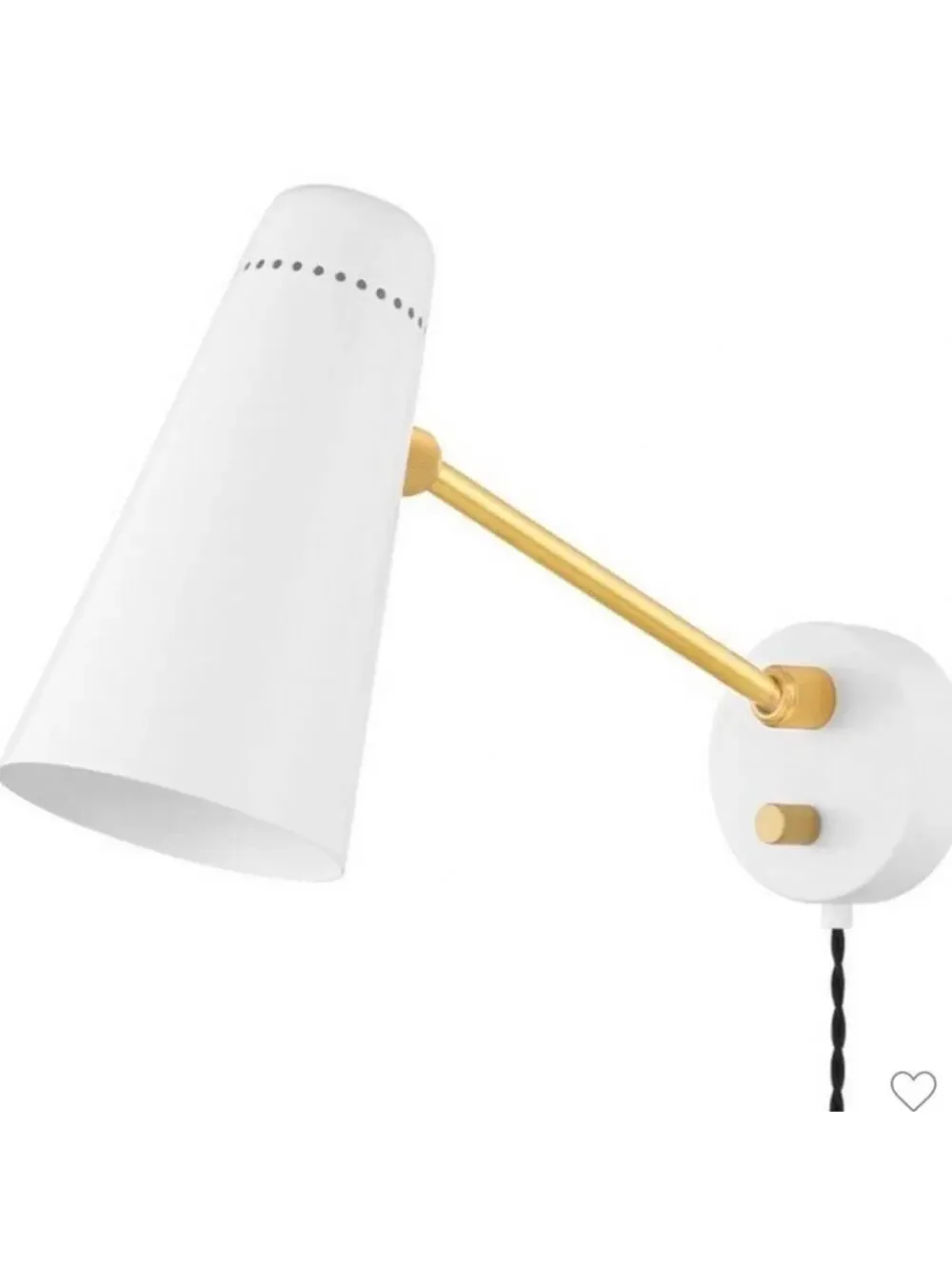 Mitzi Alex Swing Arm Wall Lamp Aged Brass White Modern Sconce Light